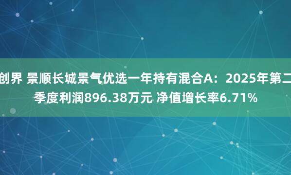 创界 景顺长城景气优选一年持有混合A：2025年第二季度利润896.38万元 净值增长率6.71%