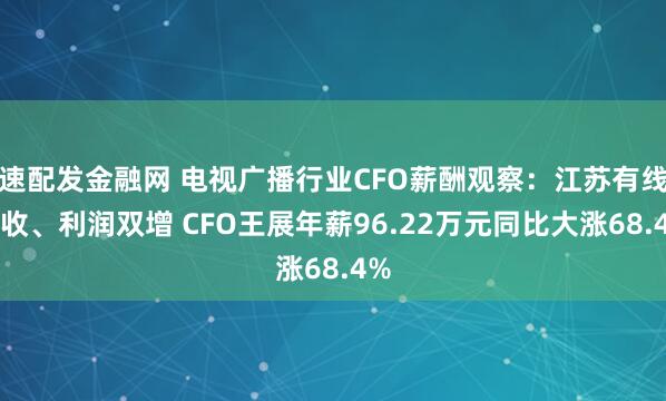 速配发金融网 电视广播行业CFO薪酬观察：江苏有线营收、利润双增 CFO王展年薪96.22万元同比大涨68.4%